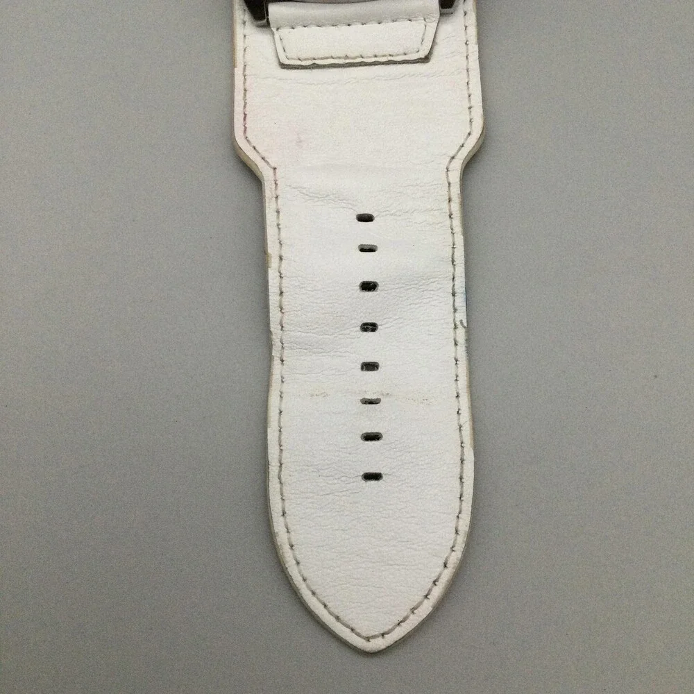 Guess Mens Watch 49mm Silver Tone Tonneau Stainless Leather Band New Battery